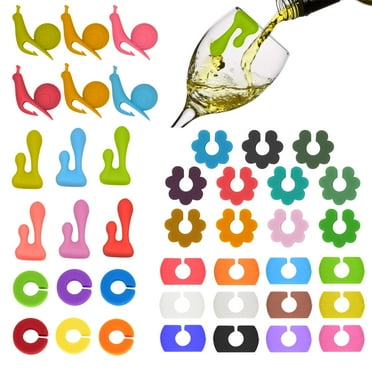 CCOCC 42Pcs Wine Glass Charms,Colorful Drink Markers Tags,Reusable Silicone Wine Glass Markers for Parties