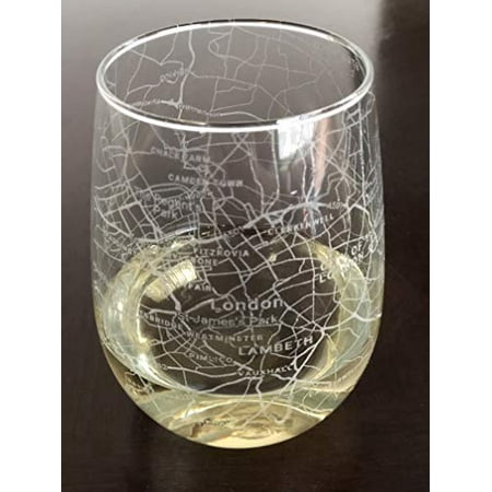 

Stemless 17oz Wine Glass Urban City Map London United Kingdom