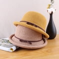 thumbnail image 2 of CoCopeaunts Cotton Linen Knitted Breathable Bowler Hat Literary Rolled Edge Small Knot Women Bucket Hat Outdoor Leisure Hundred, 2 of 8