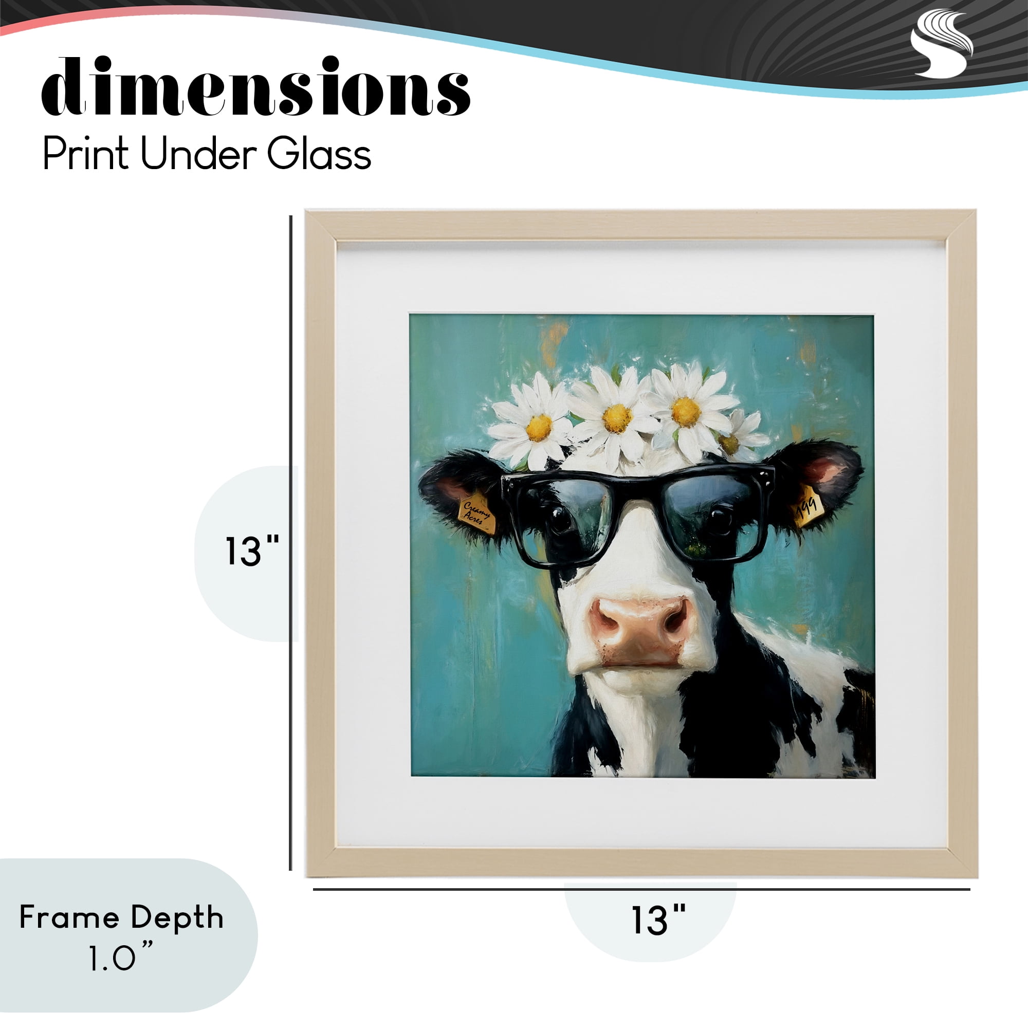 Stupell Industries Nerdy Nessie Cow Birch Framed Print Under Glass, design by Tina LeCour