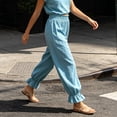 thumbnail image 6 of Quixlent Women Bloomers, High Elastic Waistband Wide Leg Trousers, Bohemian Ruffled Cuffs Super Loose Harem Pants for Casual Commuting Travel Wear, 6 of 8