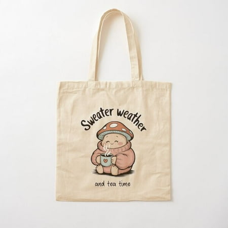 Mushroom  Cottagecore  Sweater  Tea  Time  Weather Canvas Tote Bag  Family Gift For Mother  Her