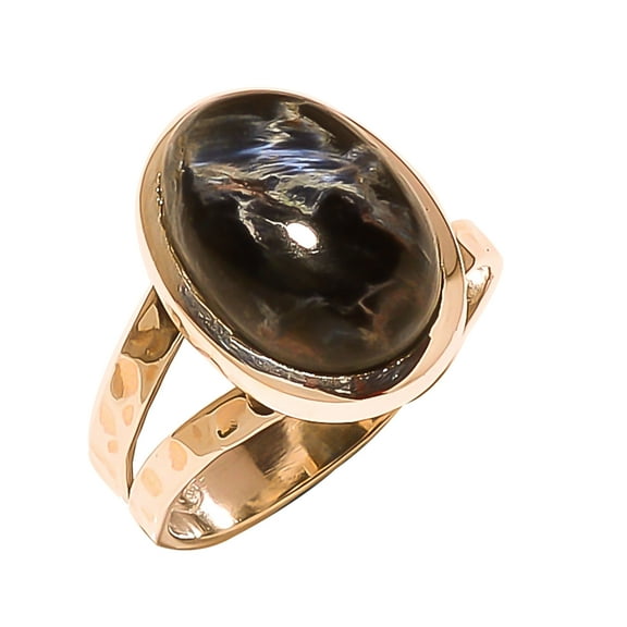 Namibian Pietersite Solid 925 Sterling Silver Ring Size 7, Blue Gemstone Ring, Oval Pietersite Ring, Handmade Ring, Natural Ring