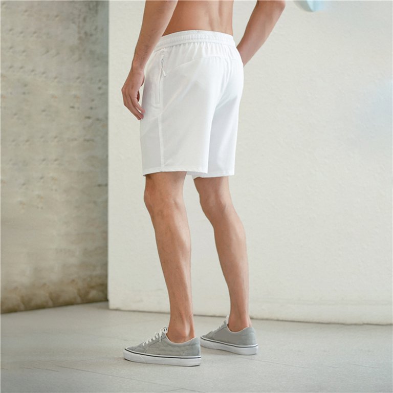 kpoplk Mens Board Shorts,Mens Stretch Swim Trunks 70s 80s 90s Swimming  Shorts Mesh Lining Swimwear Bathing Suits Beach Wear Swim Suits(White)