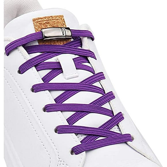 Upgraded Version No Tie Elastic Shoelaces, With Magnetic Shoe Laces Lock - One Size Fits All Kids & Adult, Purple