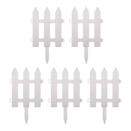 

HEMOTON 5 Sets Plastic Edgings Garden Picket Fence Grass Lawn Flowerbeds Plant Borders White