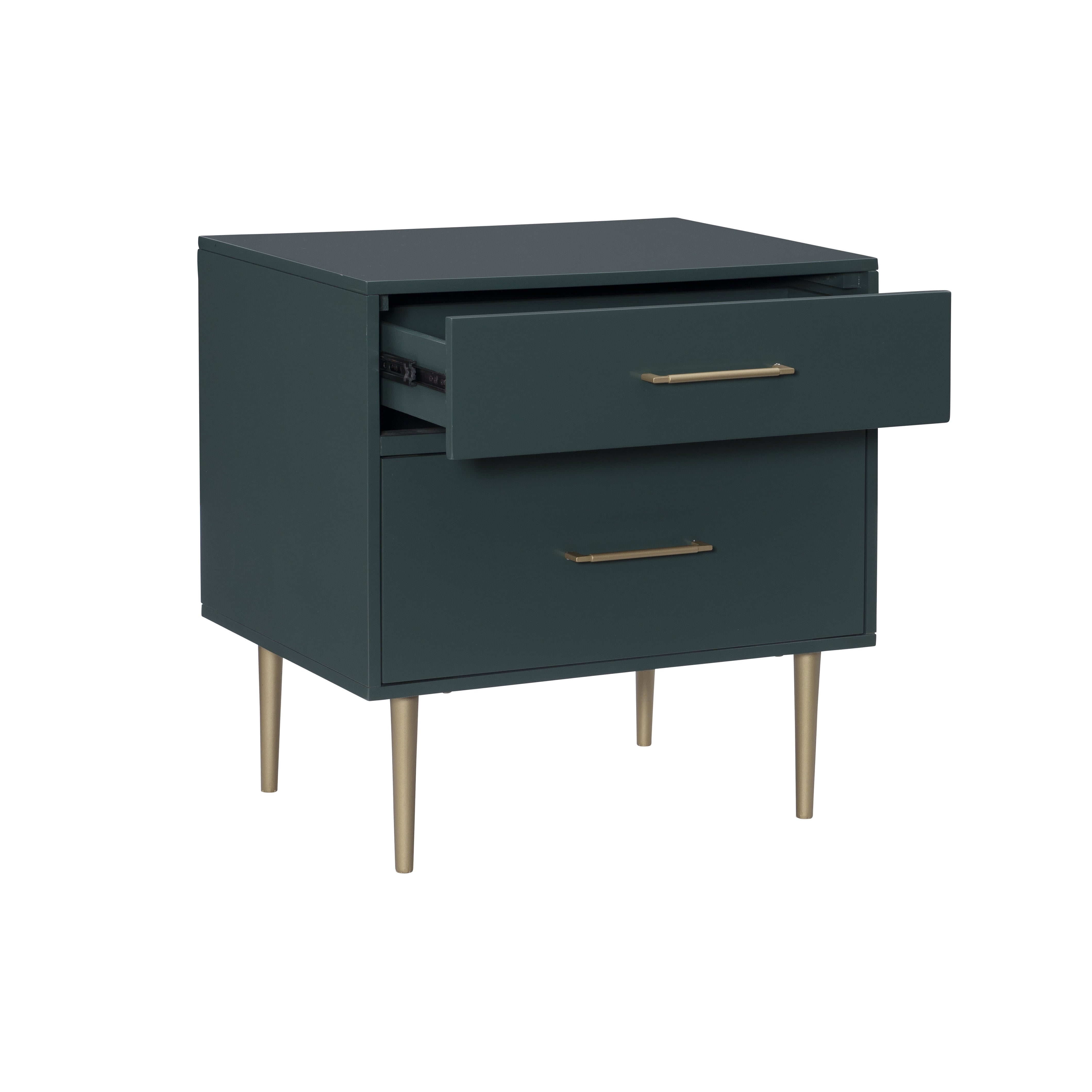 Linon Galena 2-Drawer Nightstand, Dark Green
