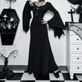 thumbnail image 2 of Gothic Halloween Dress Women's Sheath Witch Vintage Batwing Sleeve V Neck Long Mermaid Formal Gown Evening Dresses, 2 of 10