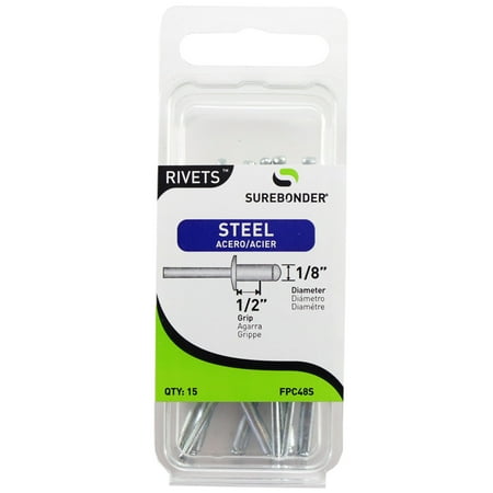 

FPC48S Long Steel Rivets - 1/8 Diameter 1/2 Grip - 15 Count