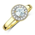 thumbnail image 3 of RYLOS Bagues pour Femmes Bague Halo en Or Jaune 14K avec Pierre Précieuse Ronde de 4 mm et Diamants Bijou Aigue-Marine de Mars Taille 6, 3 of 7