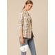 thumbnail image 3 of Chaqueta blazer formal a cuadros con doble botonadura y solapa con muesca para mujer Albaricoque XL, 3 of 6