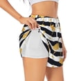 thumbnail image 3 of Lsque Gold Flamingo Printed Women's Running Shorts with Liner Pockets,Elastic Quick Dry Workout Athletic Gym Yoga Shorts,Womens High Waist Shorts-XX-Large, 3 of 9