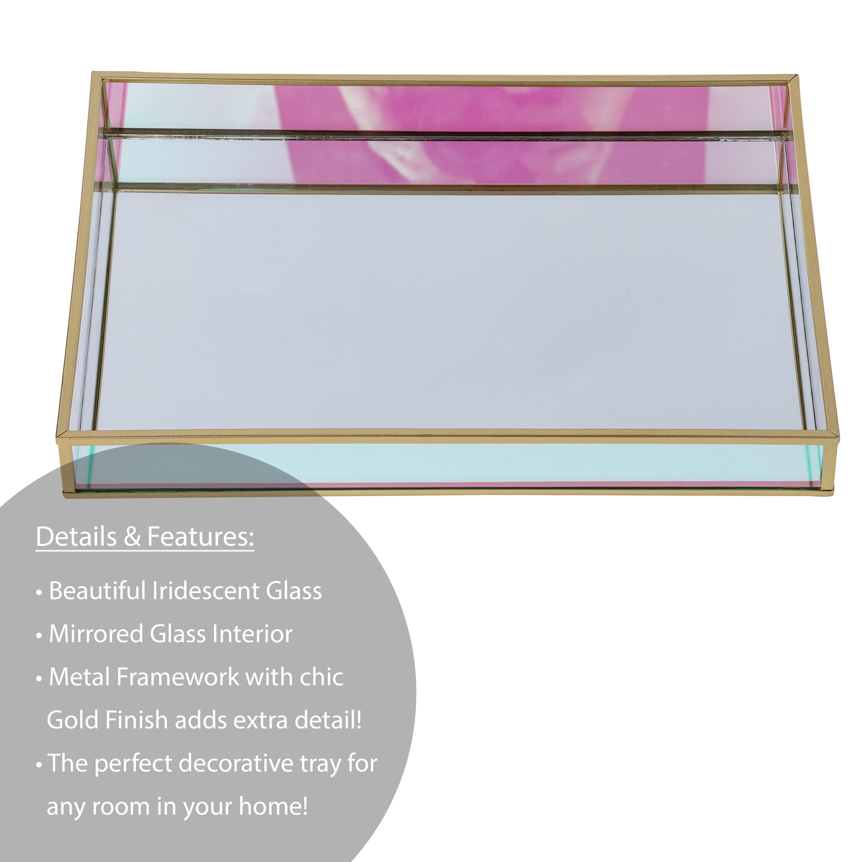 Mainstays Iridescent Glass and Copper Tabletop Tray