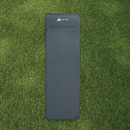 OZARK TRAIL SELF-INFLATING CAMP PAD WITH PILLOW – GREY, ADULT, 78″ L X 25″ W X 2″ H