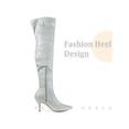 thumbnail image 3 of BLISSFUL STEP Women's Boots Glitter Over The Knee Stiletto Heel Pointy Toe Party Boots Silver 7, 3 of 6