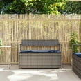thumbnail image 3 of vidaXL Patio Storage Bench with Cushion Gray Poly Rattan, 3 of 10