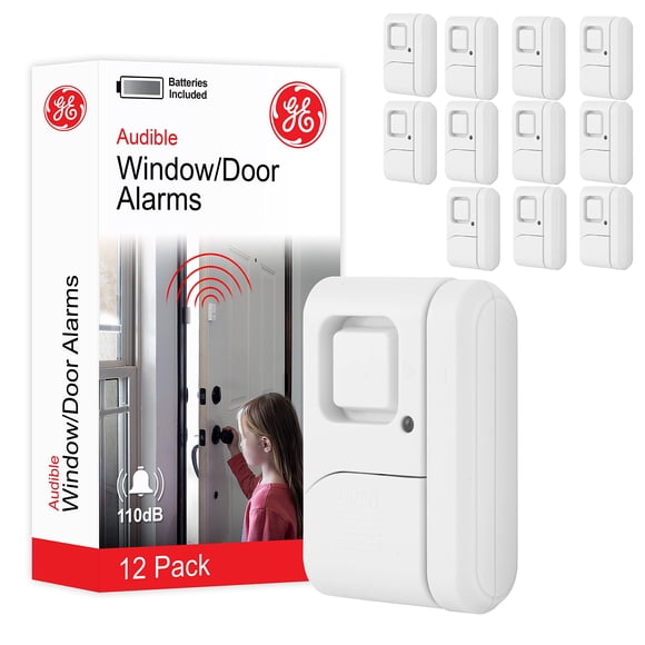 GE Personal Security Window and Door Alarm, 12 Pack, DIY Protection, Burglar Alert, Wireless Chime/Alarm, Easy Installation, Home Security, Ideal for