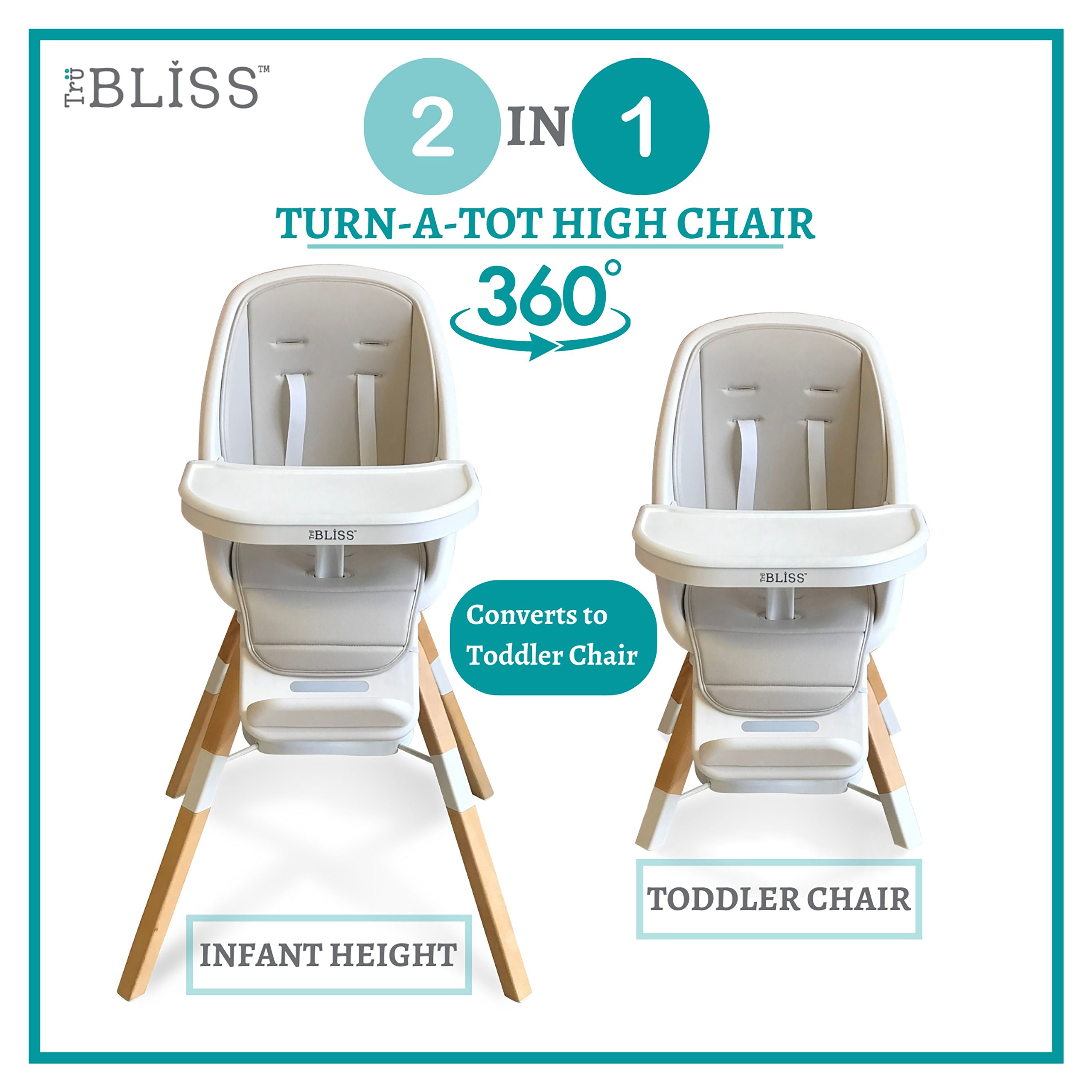 TruBliss® 2-in-1 Turn-A-Tot High Chair, Grey Taupe - 6 months to 6 years