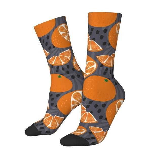 Fotbe Various Oranges Calcetas Largas con Estampado para Hombre y Mujer – Calcetas de Compresión Transpirables y Elásticas, Viajar y Uso Diario Talla 5-11