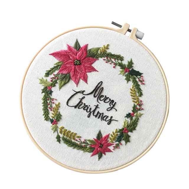 Advancent Kit de inicio de punto de bordado de Navidad DIY patrón de Navidad hecho a mano bordado de tela aro principiante bordado punto de cruz Artesanía S338 Advancent HA006931-02