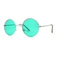 thumbnail image 4 of Pop Color Lens Iconic Hippie Round Circle Lens Metal Sunglasses Silver Blue Mirror, 4 of 4