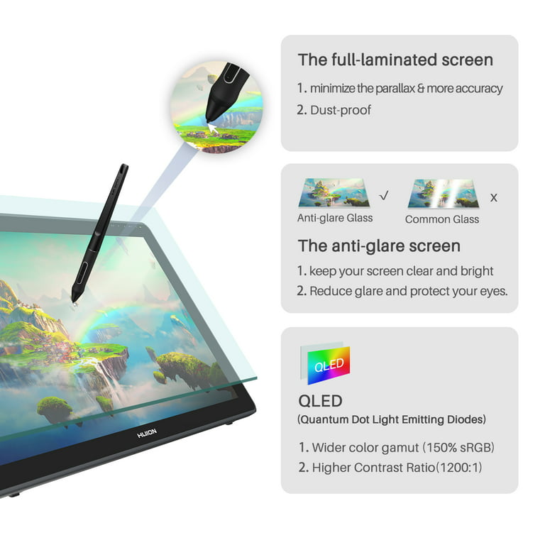 Huion Kamvas 22 Plus Graphics Drawing Tablet Display QLED