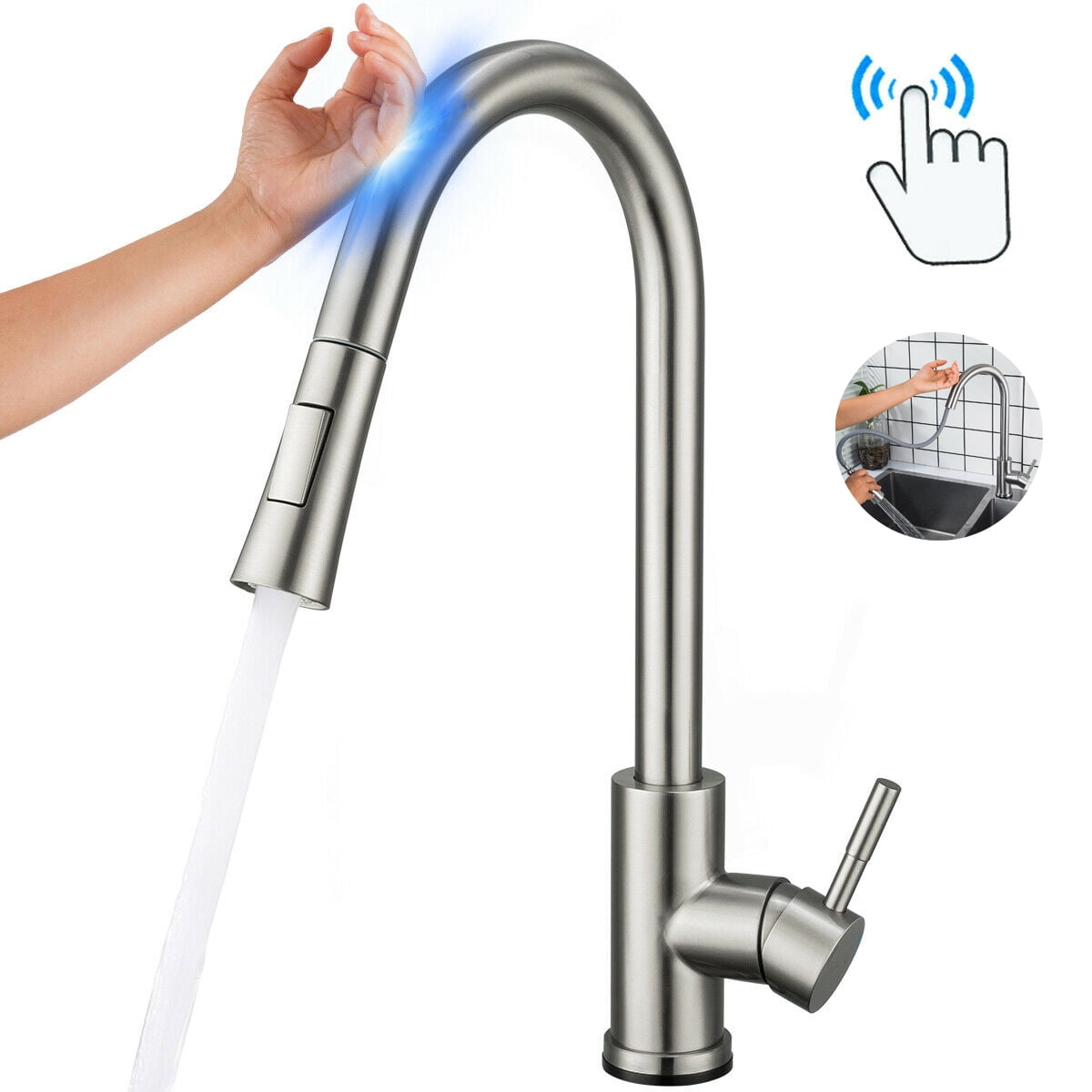 Touch Kitchen Faucets with Pull Down Sprayer, Automatic Kitchen Faucet