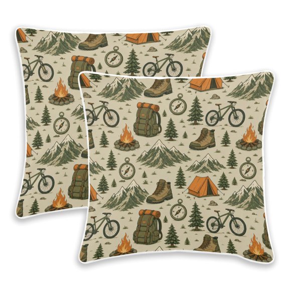 2 Pack Pillow Covers Outdoor Camping Printed Decorative Pillow Case with Hidden Zipper, (No Pillow Insert)