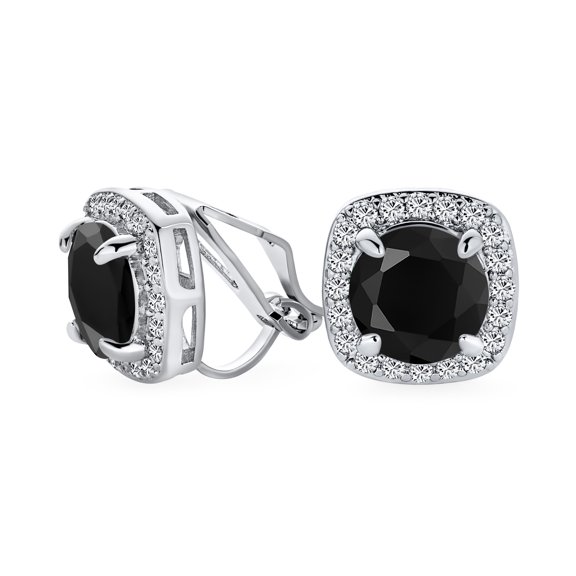 Bling Jewelry Womens Traditional 2CT Round CZ Solitaire Halo Clip-On Earrings GoldSilver Non-Pierced