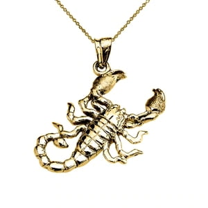 Yellow Gold Detailed Sideways Scorpion Pendant : Yellow GOLD 14K Pendant only