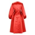 thumbnail image 4 of Women's Casual Church Dresses Satin Long Sleeve A Line Semi Formal Fit Belt Maxi Long Dresses with Pockets, 4 of 5