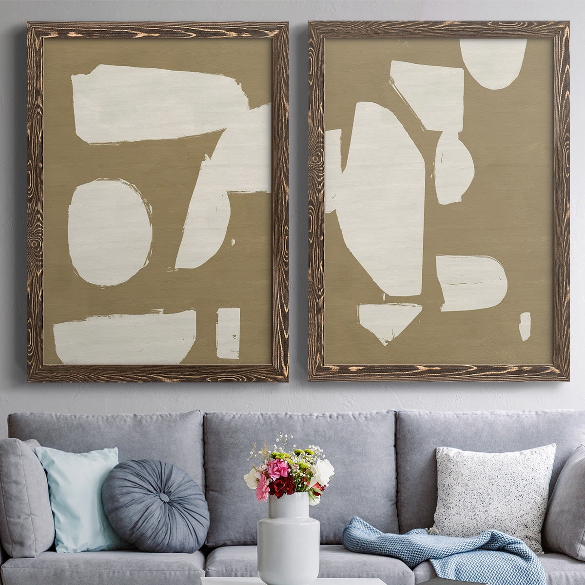 Chunky Abstract I - Premium Framed Canvas 2 Piece Set - Ready to Hang
