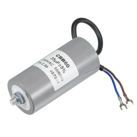 

Uxcell 35uF 250V AC 50/60Hz 2 Wires w Fixing Stud Terminal CBB60 Run Capacitor