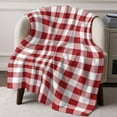 thumbnail image 3 of Throw Blanket for Couch Red White Plaid Soft Fleece Flannel Blankets Cozy Lightweight Blanket for Home Sofa Living Room Buffalo Check Geometric Bed Throws 50" x 60", 3 of 9