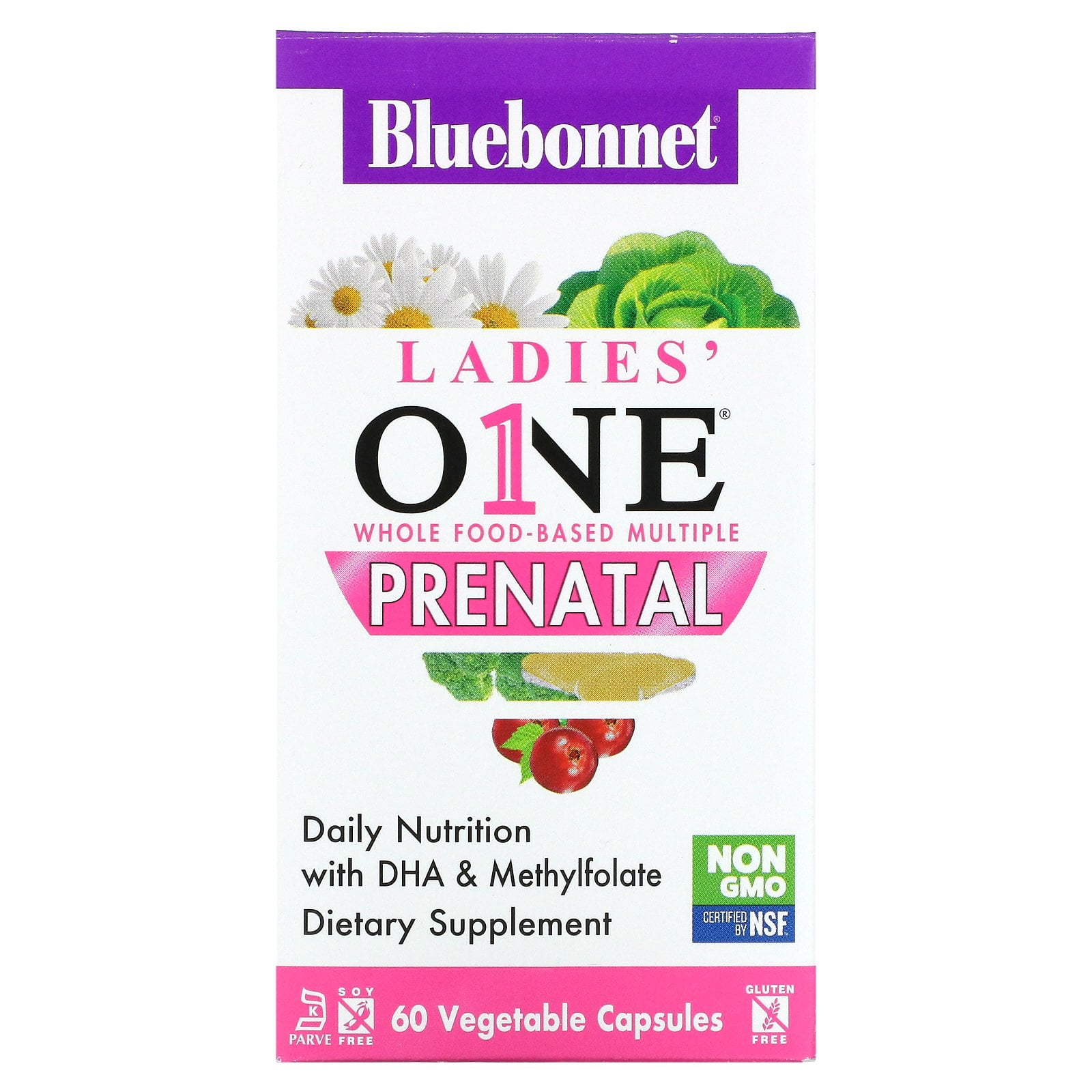 Ladies One, Whole Food- Based Multiple, Prenatal, 60 Vegetable Capsules, Bluebonnet Nutrition