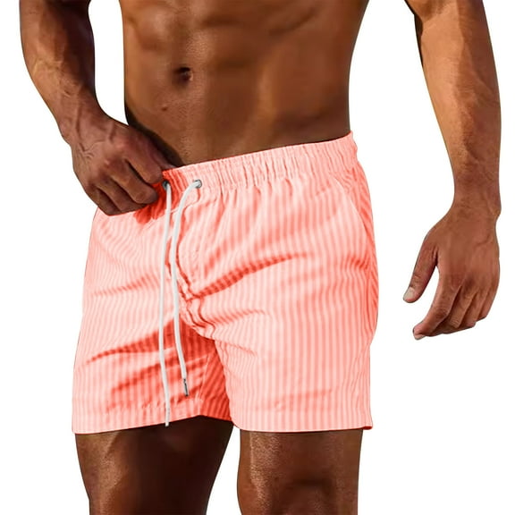 Jjayotai Mens George Shorts, Men's Striped Print Polyester Sports Shorts, Multifunctional Casual Drawstring Short Pants, Shorts Men