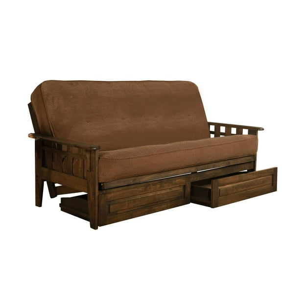 Kodiak Furniture Tucson Frame with Fabric Mattress in Mocha Brown/Rustic Walnut
