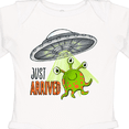 thumbnail image 4 of Inktastic Just Arrived- Cute Green Alien UFO Newborn Baby Boys or Girls Long Sleeve Baby Bodysuit, 4 of 5
