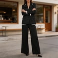 thumbnail image 6 of Purcolt Womens 2 Piece Pant Suit Elegant Casual Lapel Long Sleeve Blazer High Waist Wide Leg Trousers Formal Business Work Office Matching Set, 6 of 9