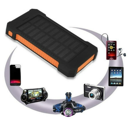 50000mAh Dual-USB Waterproof Solar Power Bank Portable LED LCD Compass Battery