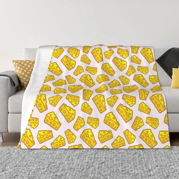 Fotbe Cheese Manta de Franela con Estampado, Manta Ultrasuave para Cama, Sofá, Auto, Hipoalergénica y Antibolitas-80"x60"