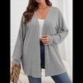 thumbnail image 4 of Cárdigan Extragrande para Mujer, Otoño e Invierno, Larga, Talla Grande, Capa Abierta Al Frente Gris XXL, 4 of 7