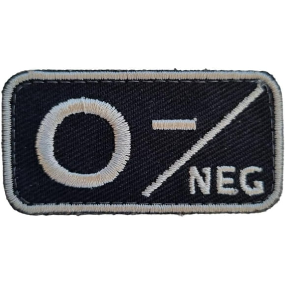 MateyCo Embroidered blood group Velcro patch 5 cm x 2.5 cm for backpacks, vests, caps (ZERO NEGATIVE)