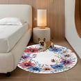 thumbnail image 2 of Spring Flower Wreath Round Area&nbsp;Rug 4ft Country Watercolor Purple Blue Floral Bud Leaf Non-Slip&nbsp;Washable Circle Rugs Soft Felt Indoor Floor Mat for Bedroom Kitchen Living Room Bathroom, 2 of 9