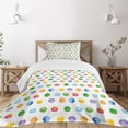 thumbnail image 3 of Ambesonne Abstract Quilted Bedspread Set 2 Pcs, Colored Big Polka Dots, Twin Size, Multicolor, 3 of 6