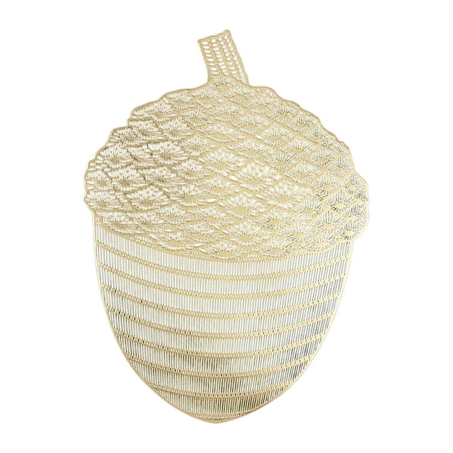 Gold Gold Christmas Pine Cone Pvc Table Mat Hollow Design Waterproof Heat Resistant For Dining Table Decoration 14.9 Inches Diameter