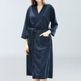 thumbnail image 2 of Plus Size Bathrobe for Women Fluffy Women's Nightgowns & Sleepshirts Oversize Fitness Women's Robes House Womens Robe Navy, 2 of 8