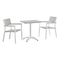 thumbnail image 1 of Modway Maine 3-Piece Modern Aluminum Patio Dining Set in White/Light Gray, 1 of 5