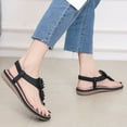 thumbnail image 2 of Bmisegm 2024 Bohemian Flower Rhinestone Women's Sandals Round Toe Clip Toe Casual Plus Size Women's Shoes Travel Beach Sandals Womens Sandals Summer Black 8, 2 of 7