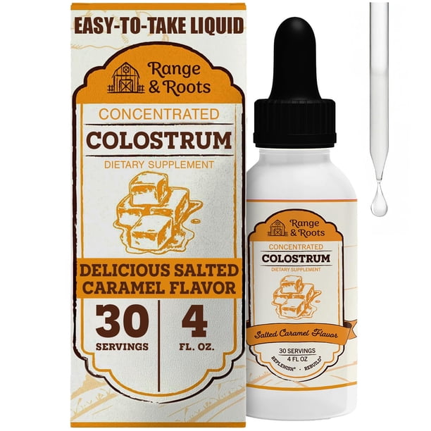 Ragne Roots Suplemento Range & Roots, calostro líquido, caramelo salado, 30 ml ...
